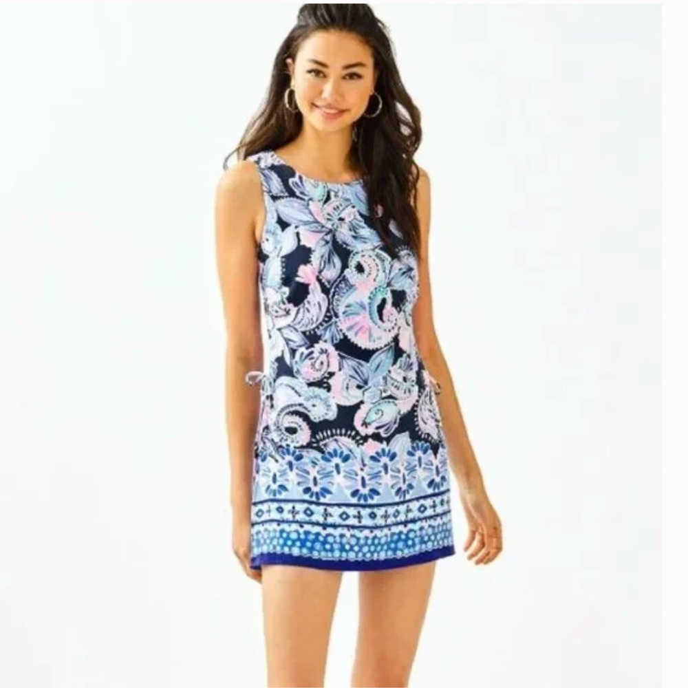 Lilly Pulitzer Donna Romper High Tide Navy Holy Flockamolie Engineered Romper BN